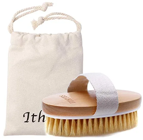IthyesIthyes - Cepillo exfoliante para el cuerpo, cepillo de cerdas naturales para eliminar las toxinas de la piel muerta, mejora las funciones linfáticas, exfolia