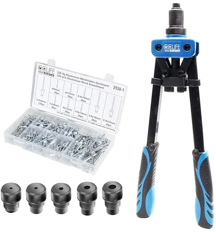 CCLIFE 320 Piezas Juego de Remachadora Manual Pistola Remachadora, con 2.4 3.2 4.0 4.8 6.4 mm Remaches