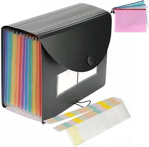 Amaza Carpeta Acordeón A4 24 Bolsillos, Carpetas Archivadoras Expandible con 3 Carpeta Sobre Plastico, Carpeta Clasificadora, Clasificador Documentos, Carpeta Separadores (Puede contener 3000 Hojas)