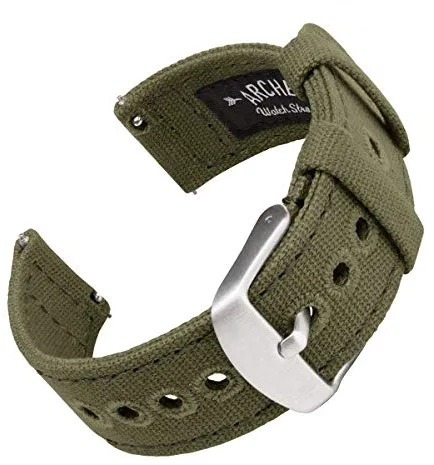 Archer Watch Straps - Correas de Reloj de Tela de Liberación Rápida (Verde Oliva Desteñido, 22mm)
