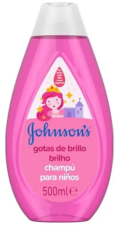 JOHNSON’S Kids Shampoo Brillo y Fuerza (1 x 500 ml), champú hidratante con aceite de argán y proteínas de seda, champú niños que limpia y potencia el brillo, para todo tipo de cabello