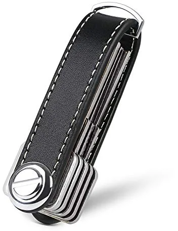 flintronic Organizador de Llaves, Llavero de Cuero Genuino, Titular de la Llave de Bolsillo Inteligente, Sostiene Entre 7 y 9 Teclas Múltiples con un Elegante Estuche para Regalo - Negro
