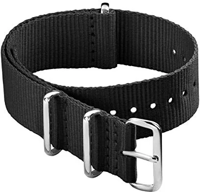 Archer Watch Straps - Correas de Reloj Estilo NATO Clásico de Nailon (Negro, 22mm)