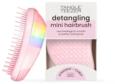 Tangle Teezer Mini Original Hairbrush - Cepillo Desenredante en Formato Mini - Para Pelo Seco y Mojado - Apto para Todo Tipo de Cabello - Perfecto para Niños y Viajes - Rainbow el Unicornio