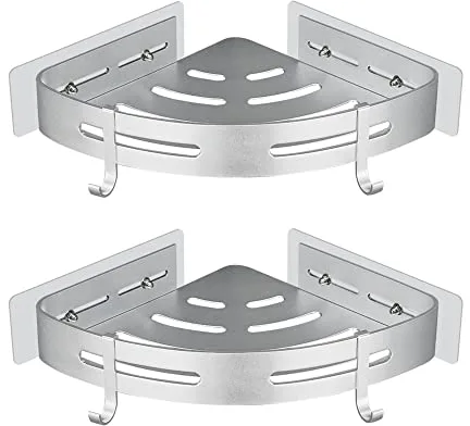 GERUIKE Estanteria Ducha Estante Baño sin Taladro Adhesivo Estantería Esquina Pared Organizador Baño Rinconera Ducha de Aluminio Plata 2 Piezas Cesta Ducha Soporte para Champú y Gel