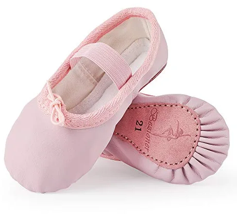 Zapatillas de Danza Cuero Zapatos de Ballet y Gimnasia Baile para Niña y Mujer Rosa 27