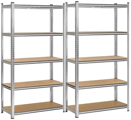 Estantería Metálica Almacenaje 2X Unidades | 180x90x40cm | 5 Baldas Ajustables Modulares | Acero Galvanizado Alta Resistencia | Gran Capacidad de Carga | Ideal Garaje | Trastero | Despensa | Oficina
