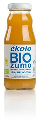 Ekolo Zumo De Uva Melocotón Ecológico, 100% Exprimido, 12 Botellas * 200Ml 2400 ml
