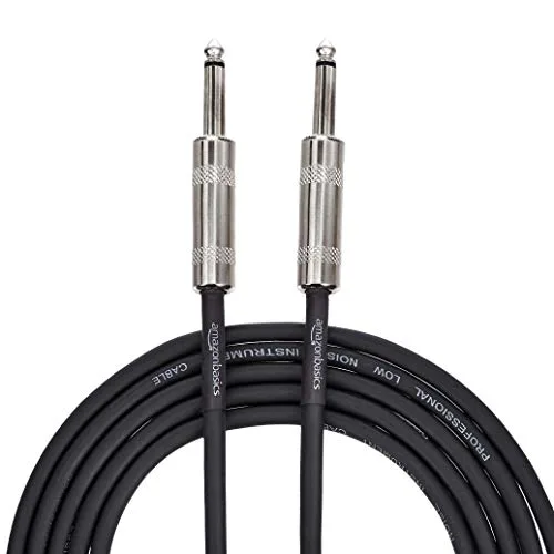 Amazon Basics Cable recto para Auxiliar instrumentos de 6,35 mm, 3 m, Negro
