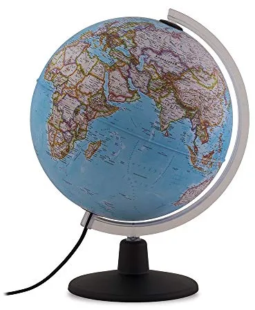 Tecnodidattica, Globo Terráqueo NATGEO Classic 30, Cartografía Físico-Política oficial National Geographic Classic, Iluminado y giratorio, Texto en Español, Diámetro 30 cm