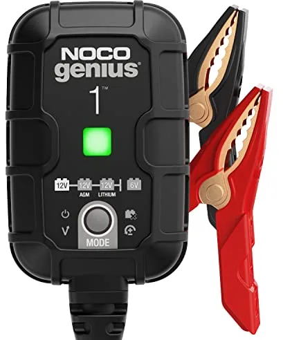NOCO GENIUS1: Cargador Inteligente de baterías 1A 6V/12V – Mantenedor automático y desulfatador – Protección contra sobrecarga y compensación térmica – para baterías de Plomo y Litio