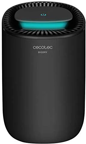 Cecotec Deshumidificador Eléctrico Silencioso BigDry 2000 Light Black. 23W, Bajo Consumo, 300 ml/día, Depósito extraíble de 0,6 litros, Cobertura hasta 20m2, Negro