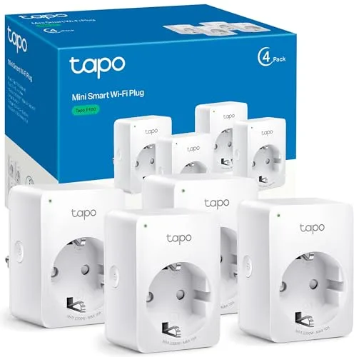 Tapo P100 (4 paquetes) – Mini enchufe inteligente Wi-Fi, óptimo para programar encendido/apagado y ahorrar energía, no necesita concentrador, compatible con Alexa y Google Home