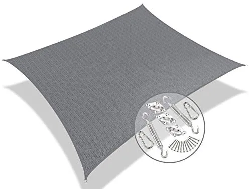 VOUNOT® Toldo Vela de Sombra Rectangular 2.5 x 3 m, con Kits de Montaje, Protección Rayos UV y HDPE Transpirable, para Exterior, Jardin, Patio, Gris