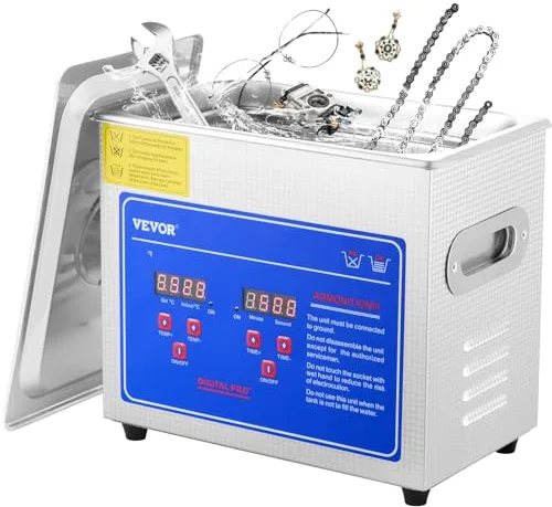VEVOR Limpiador ultrasónico 3L, Limpiador Ultrasonidos Profesional, Máquina de Ultrasonido con Temporizador Digital Temperatura Ajustable, para Limpieza de Joyas, Gafas, Laboratorio