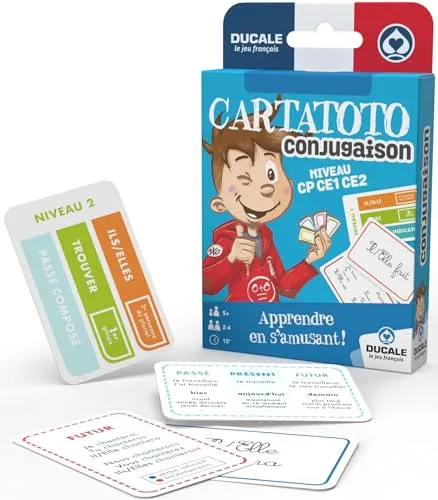 Ducale, le jeu français Cartatoto Conjugaison 10006524 - Juego de Cartas, Educativo, para enseñar y Aprender a conjugar los verbos, Multicolor (versión en francés)