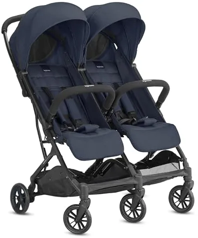 Inglesina Twin Sketch Cochecito Doble, Azul, Ultraligero y Compacto, Ideal para Gemelos o Hermanos, Confort Elevado, hasta 15 kg