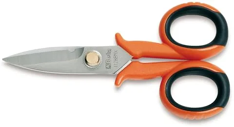 Beta 1128BMX - Tijeras de electricista, hojas rectas de acero inoxidable, con microdentado