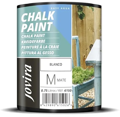 JOVIRA PINTURAS Pintura Tiza - Chalk Paint al Agua Mate. Renueva tus muebles con creatividad. (750 Mililitros, Blanco) C-20
