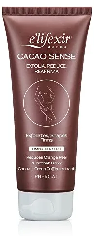 Elifexir Cacao Sense - Exfoliante Corporal, Reductor y Reafirmante | Mejora Luminosidad y Alisamiento | Acción Reductora. Piel Lisa y Aterciopelada | Extracto de Cacao y Café Verde - 200 ml