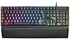 Mars Gaming MK320, Idioma Español, Teclado Gaming Completo H-Mech, 13 Modos RGB y Halo, Reposamuñecas Acolchado, Antighosting, Negro