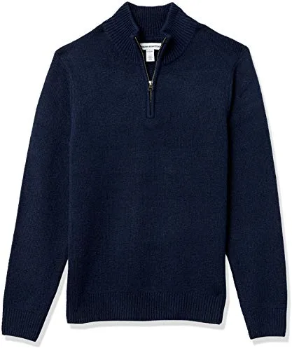 Amazon Essentials Jersey de Manga Larga con Cremallera de un Cuarto y Tacto Suave Hombre, Azul Marino, L