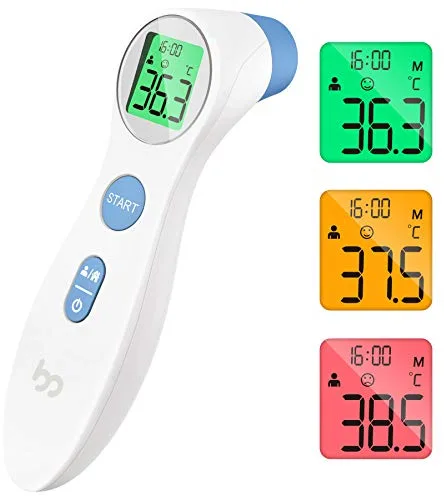 Termómetro digital para bebés, niños y adultos, sin contacto, termómetro infrarrojo con lectura precisa inmediata, alarma de fiebre (blanco)