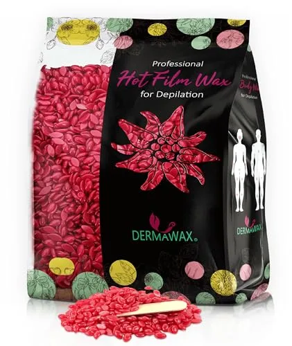 DERMAWAX 500g Perlas de Cera Rosa con Aceite de Coco – Cera Caliente Profesional para Depilación sin Tiras – Depilación Suave y Eficaz para Axilas, Bikini, Cara y Cuerpo – para Mujeres y Hombres