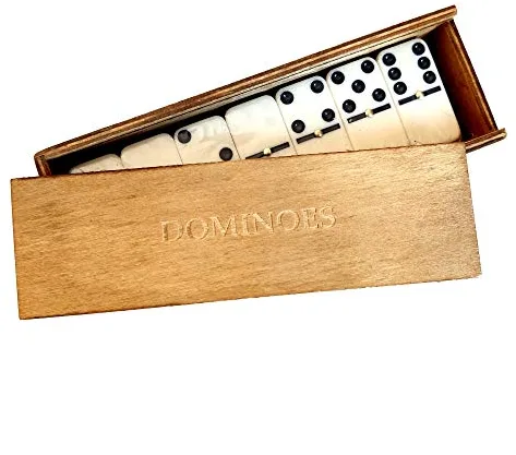 Framan Juego Tradicional de Dominó Doble Seis, 28 Piezas más Caja de Madera y Tapa Deslizante