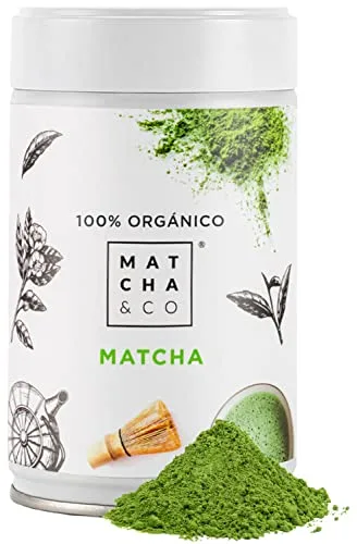 Matcha & CO Té Matcha Original 100% Ecológico, Grado Ceremonial, en Polvo Orgánico de Japón, Orgánico, 100% Natural, Té Verde, 80G - Matcha & CO