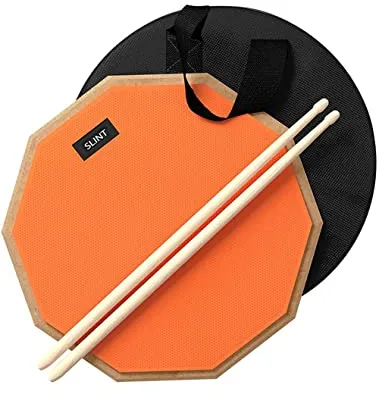 Slint Almohadilla de Práctica de Doble Superficie con Baquetas de Batería - Drum Pad Silencioso 30 cm con Bolsa de Transporte para Tambor de Caja de Alto 10 cm – Set de Batería Musical de Práctica