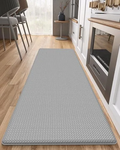 Color&Geometry Alfombra Cocina Antideslizante - 44x150cm, Almohadilla Antifatiga Suave, Impermeable, Resistente al Aceite y Antideslizante, Ideal para Zona del Fregadero, Placa de Cocción, Gris