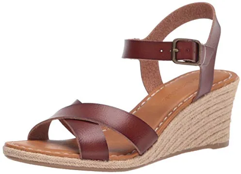 Amazon Essentials Sandalia Tipo Alpargata con Cuña Mujer, Marrón, 40 EU
