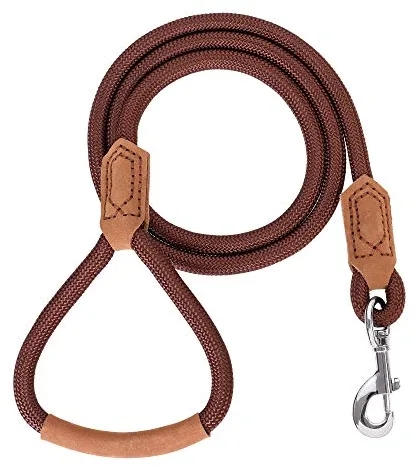 Mile High Life | Correa para Perro de Cuero de Primera Calidad | Correa de Cuerda Fuerte | Mango de Cuero | Cierre Fuerte de Aleación de Zinc (Marron Oscuro)