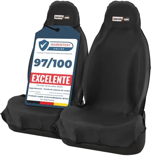 Upgrade4cars 2 x Funda de Asiento Delantero Impermeable para Coche Universal Negro