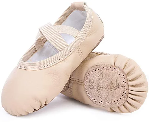 Zapatillas de Danza Cuero Zapatos Media Punta de Ballet y Gimnasia para Niña y Mujer Beige 38