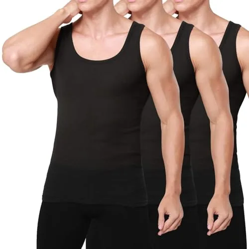 Smart Sir Camisetas de Tirantes para Hombre Pack de 3, Algodón 100%, Negro, L