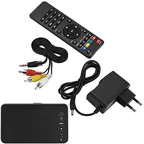 Reproductor Multimedia HD Reproductor de Audio y Video HDMI 1080P con Control Remoto IR 110V-240V(Enchufe de la UE)