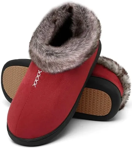 Mishansha Zapatillas Casa Mujer Invierno Pantuflas Mujer Invierno Zapatillas de Estar por Casa Cerradas Calientes Women Slippers Rojo Oscuro,Gr.37 EU