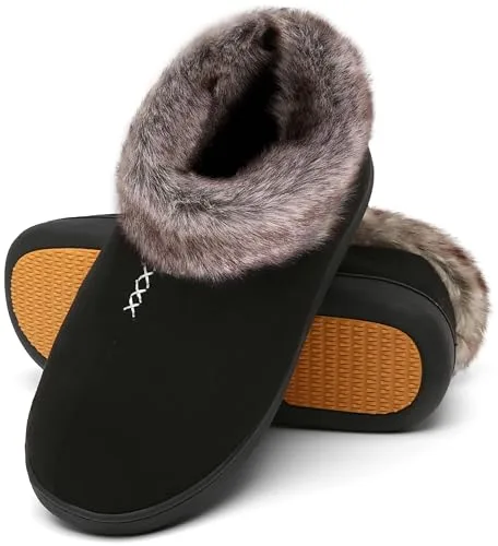 Mishansha Zapatillas Casa Mujer Invierno Pantuflas Mujer Invierno Zapatillas de Estar por Casa Cerradas Calientes Women Slippers Negro Nocturno,Gr.38 EU