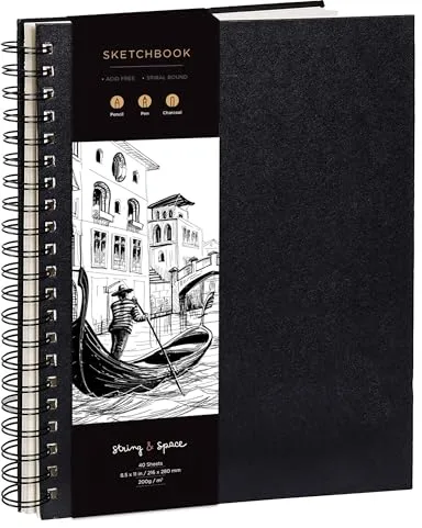 Cuaderno de Bocetos de Artista A4 - Tapa Dura, Papel muy Grueso de 200 gm2 - Encuadernado en Espiral para Niños, Profesionales, Dibujar y Hacer Bocetos - 21x29 cm, 40 hojas, 80 Páginas