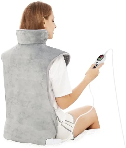 Almohadilla Térmica para Espalda y Cuello 60×100cm, 6 Niveles de Calor, Temporizador de Apagado Automático de 2 Horas, Calentamiento Rápido, Cinturón, Franela, Oficina y Hogar, Lavable a Máquina