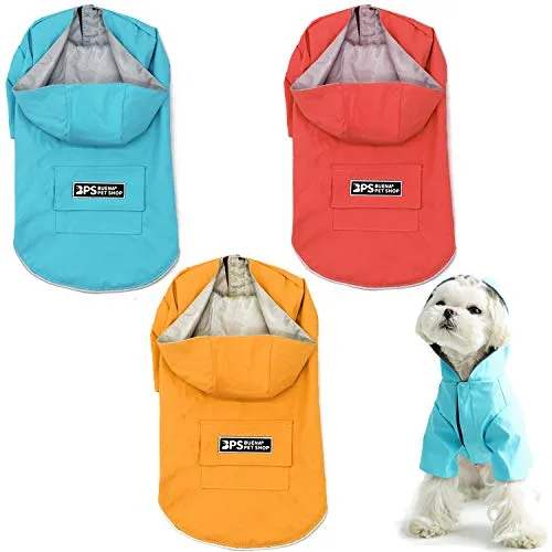 BPS Chubasqueros Impermeables para Mascotas Perros Impermeables con Capucha Bolsillo para Perro Pequeño Mediano y Grande con Material 100% Poliéster (M, Amarillo) BPS-9701AM