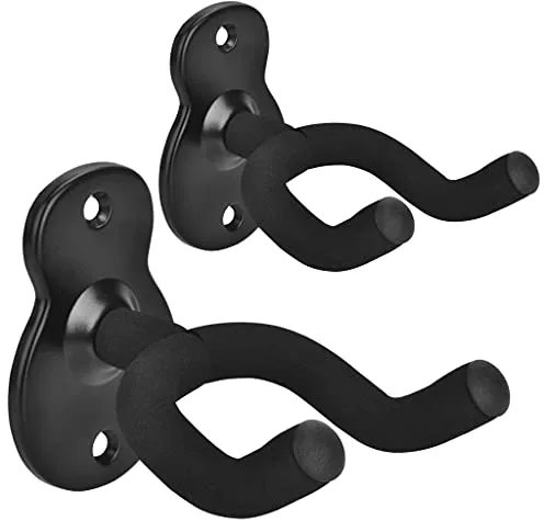 MOREYES - Soporte de pared para guitarra acústica, guitarra eléctrica, guitarra clásica, bajo y ukelele (2 unidades)