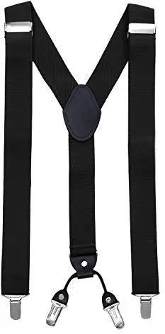 MASADA tirantes calidad fabricados a mano, con cierres resistentes y ajustes continuos con anchura de 3,5 cm para tallas de hasta 195 cm Negro