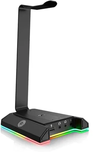 EKSA Soporte para Auriculares para Juegos, Soporte de Aluminio RGB para Auriculares con Cargador USB, Sonido Envolvente 7.1 y Puerto de 3.5 mm, Apto para Jugadores, Regalos, Accesorios de Escritorio