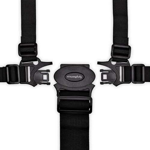 HOMYBABY® Arnes bebe 5 puntos universal - Anclaje cinturon seguridad niños - Arnes para bebes - Tronas, silla coche y carro bebe - Arnes seguridad silla niño - Enganches bicicleta niño (Black)