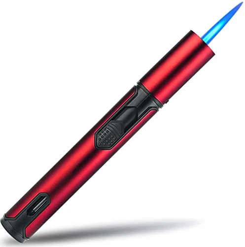 Yeuligo Gas Mechero, Mechero Soplete Recargable a Butano, a Prueba de Viento Encendedor de Palo Largo para Velas, Cocina, Camping, Barbacoa, Chimenea. (Vendido sin Gas) (Rojo)