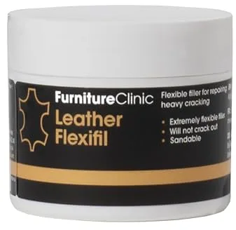 Furniture Clinic Leather Flexifil – Relleno extremadamente flexible utilizado para reparar arañazos de gatos, agujeros y grietas pesadas en sofás de cuero, asientos de coche (50 ml)