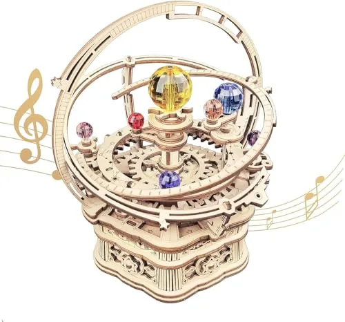 Robotime Puzzle 3D Madera Maquetas Caja De Música Mecánica De Astronomía Laser Cut Puzzle Construcciones, Regalo para Jóvenes y Adultos